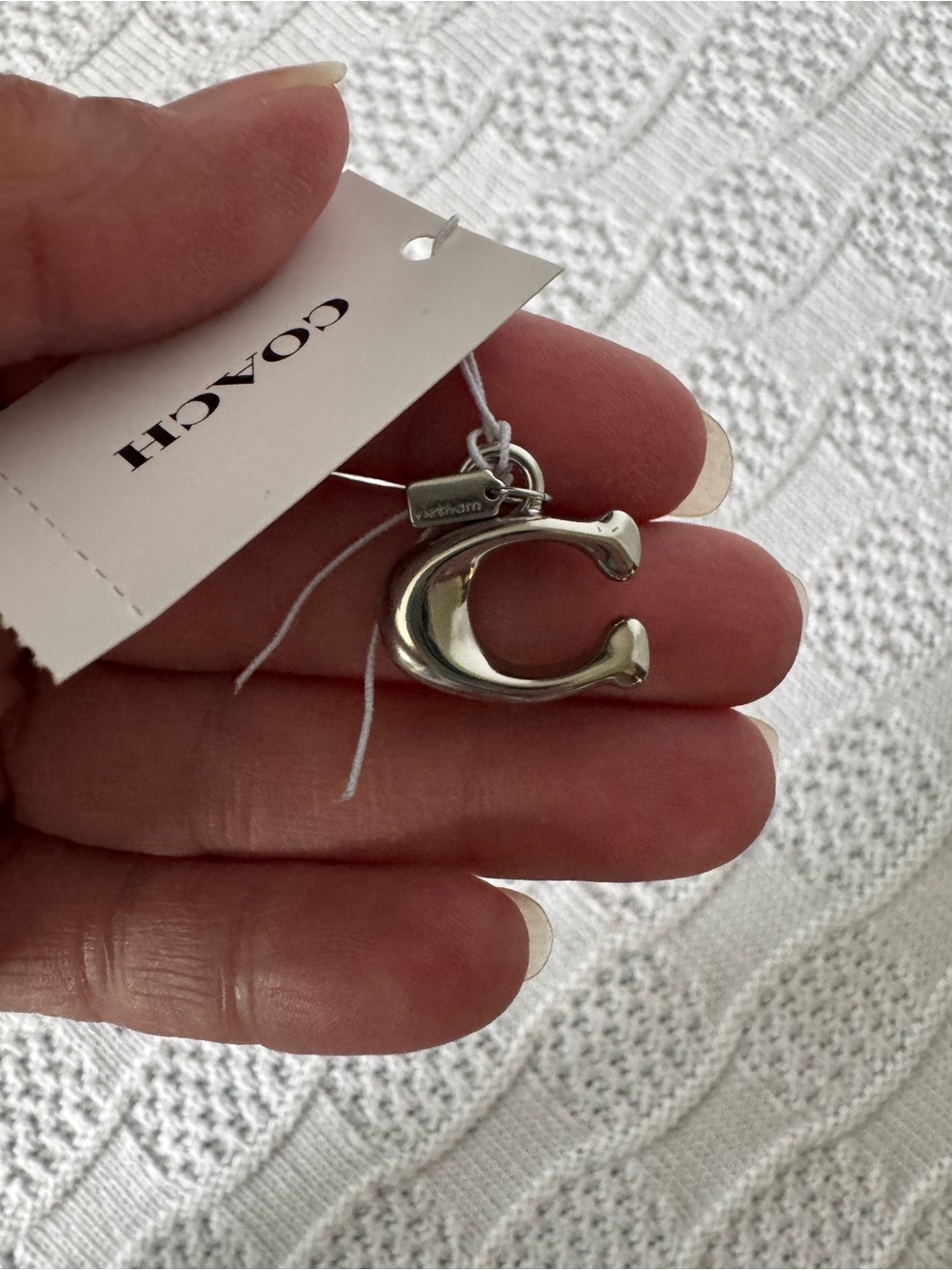 Coach NWT silver C charm